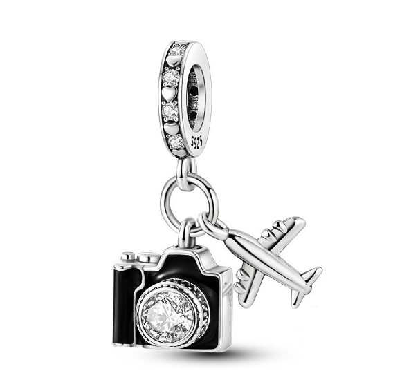 Camera and Airplane Charm